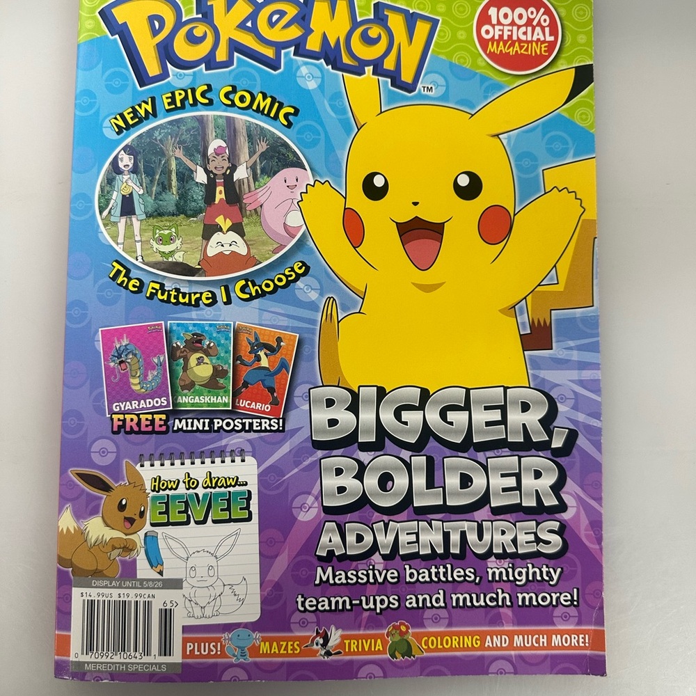 Pokemon Comic Book with Yellow Pikachu and Purple Accents